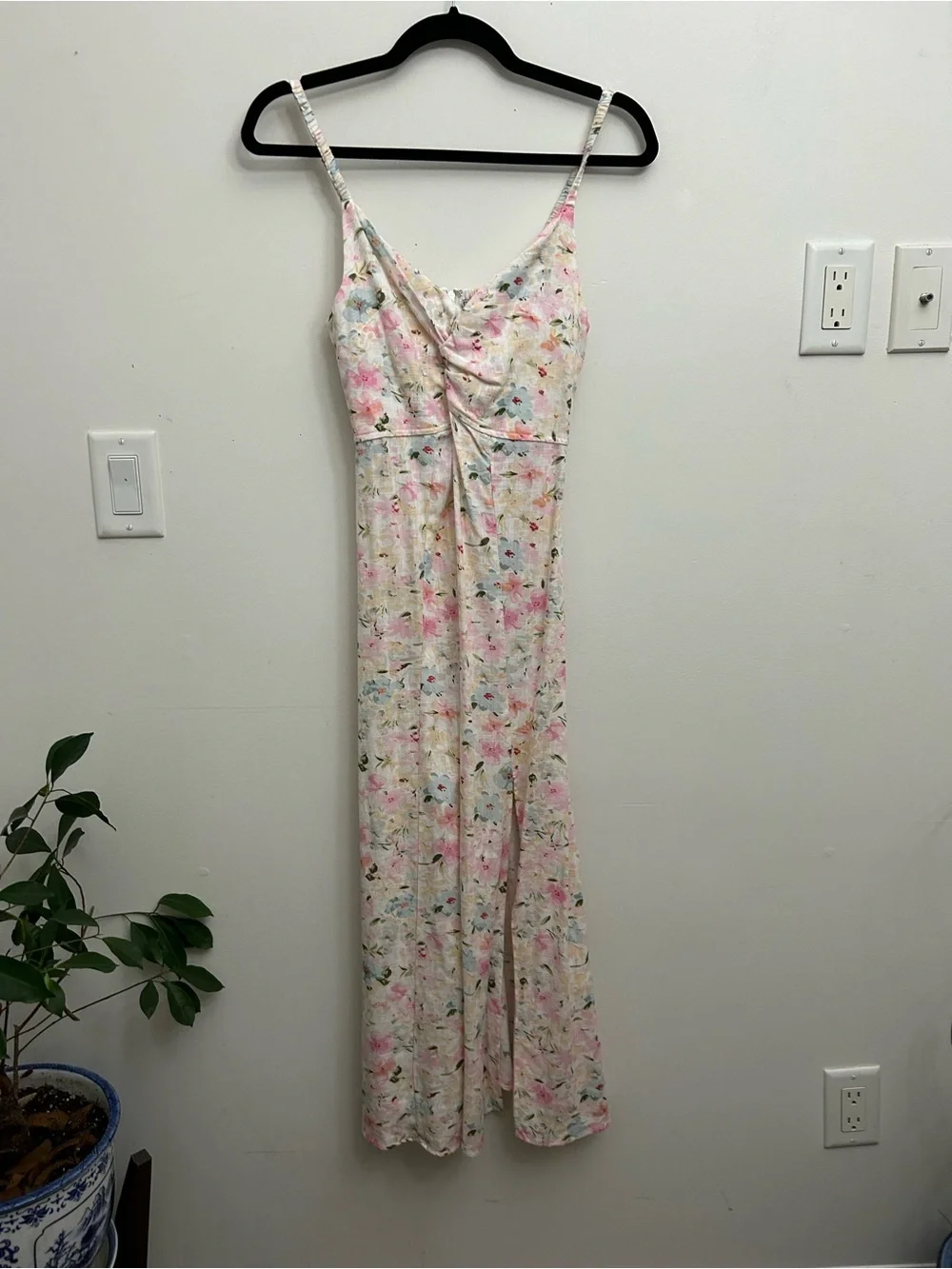 Dex Pastel Floral Twist Front Linen Dress Feminine Fairycore - Picture 2 of 11